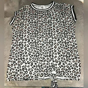 Avenue Animal Print Side Tie Wringer Tee Women's Plus Size 14/16 14 16 or 1X